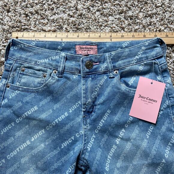 Juicy Couture Kids All Over Print Straight Jean Girls 12 Med Wash Stretch Denim - Picture 11 of 12